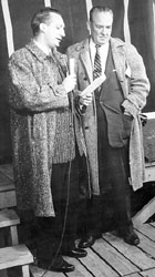 Lindsey Nelson and Red Grange in press
box