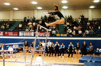 Beth Wymer on uneven bars